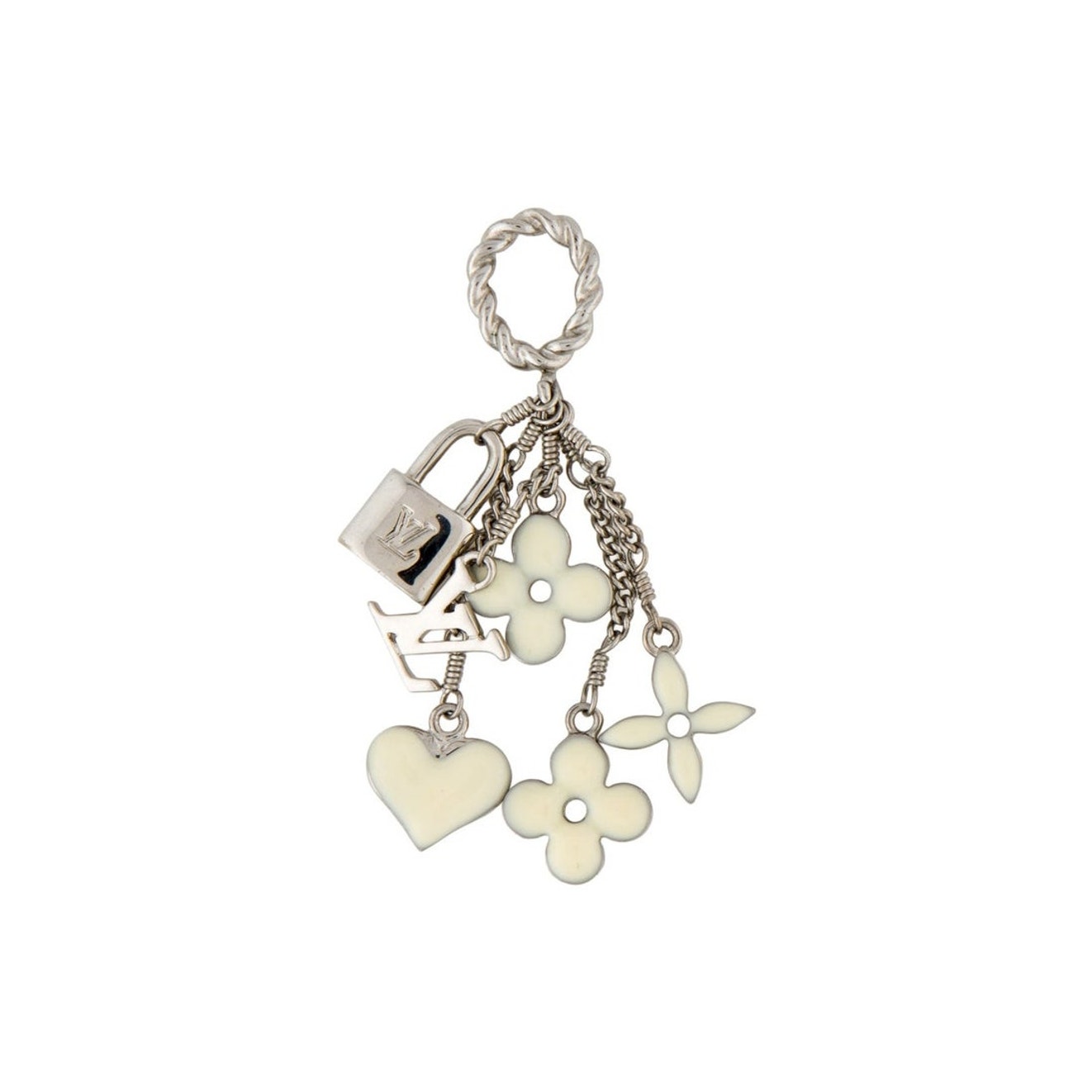 Louis Vuitton Silver-Tone Sweet Monogram Enamel Lv Logo Charms Pendant